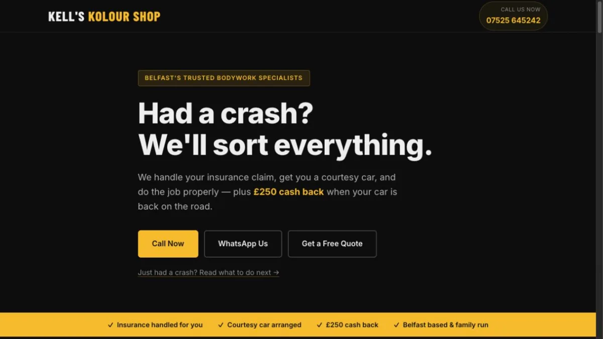 Kells Kolour Shop website homepage