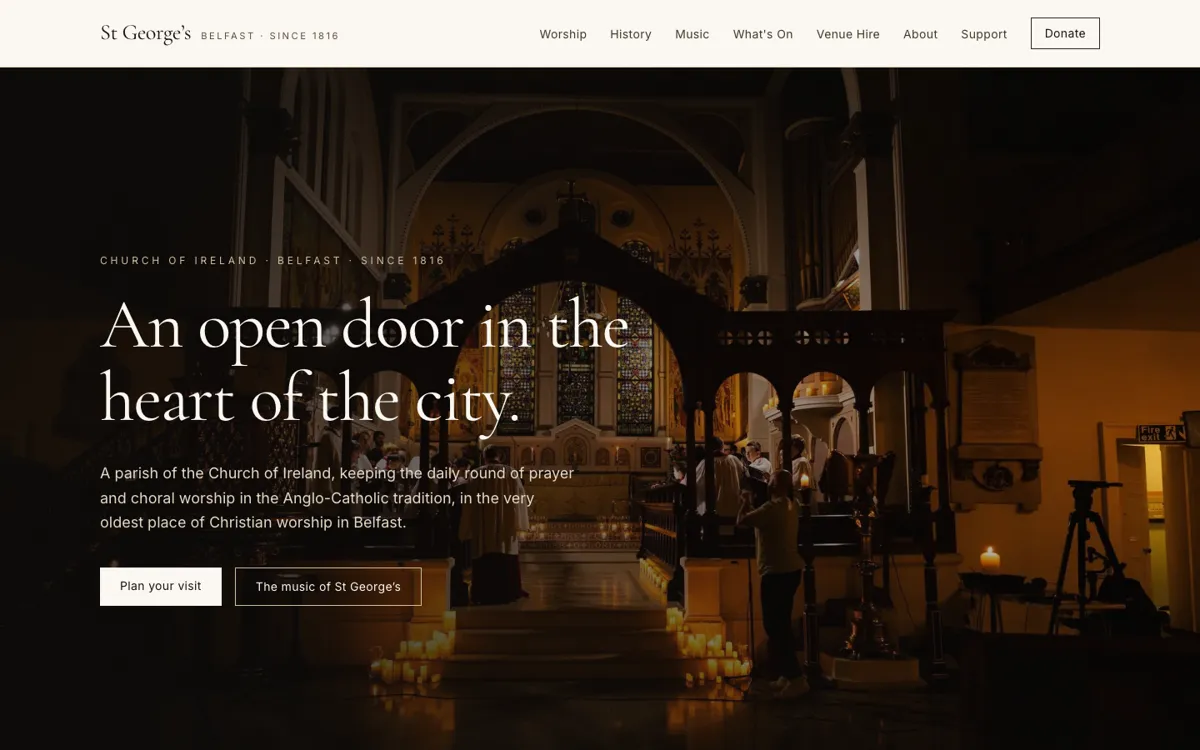 St George's Belfast website homepage